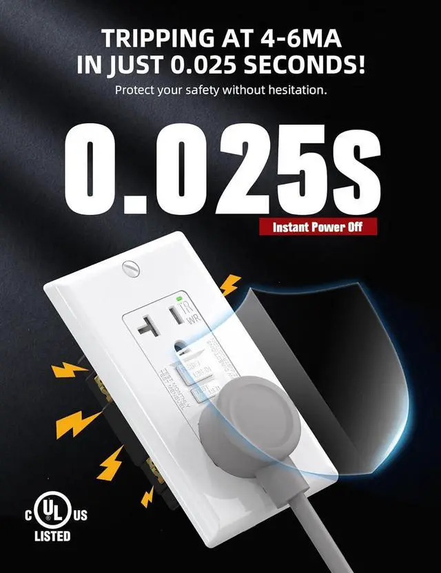 Alt view image 3 of 7 - AIDA GFCI Outlets 20 Amp, Self-Test Electrical Outlet, GFI Tamper & Weather Resistant Receptacle with LED Indicator, Ground Fault Circuit Interrupters, Wall Plate Included, UL Listed, White (2 Pack)