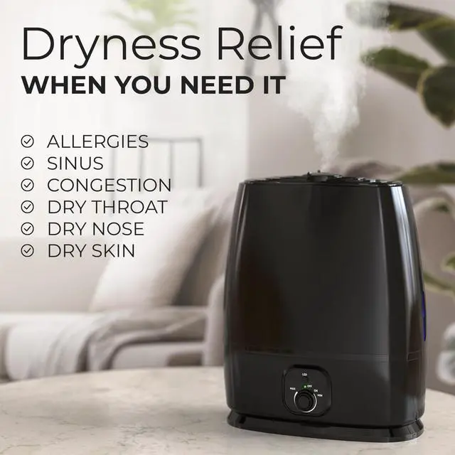 Alt view image 7 of 7 - Comfort Cool Mist Humidifiers for Bedroom 6L - Humidifier Large Room No-Filter, Quiet Air Humidifier for Plants, Baby, Allergies, Dry Skin, Congestion, 50 Hr Run Time, Easy Clean