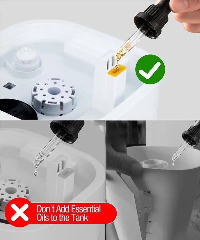 Alt view image 6 of 7 - 5L Humidifiers for Bedroom, 50H Runtime Humidifier for Large Room, Ultra-Quiet 28dB Cool Mist Air Humidifier for Home Baby Nursery & Plants, Auto Shut-off and BPA-Free for Safety, Easy to Clean