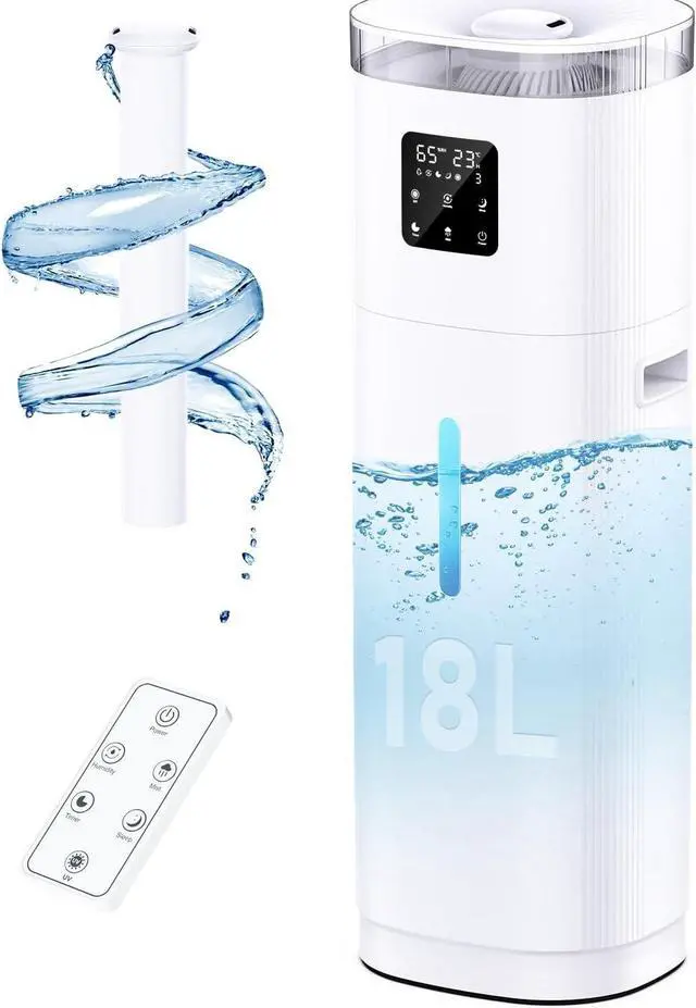 Main image of Humidifier Large Room, 4.8Gal/18L Cool Mist Humidifiers for Whole House 2200 sqft, Quiet Humidifiers for Bedroom with Extension Tube, 800ml/h Mist Output, Remote Control, for Home Office Commercial