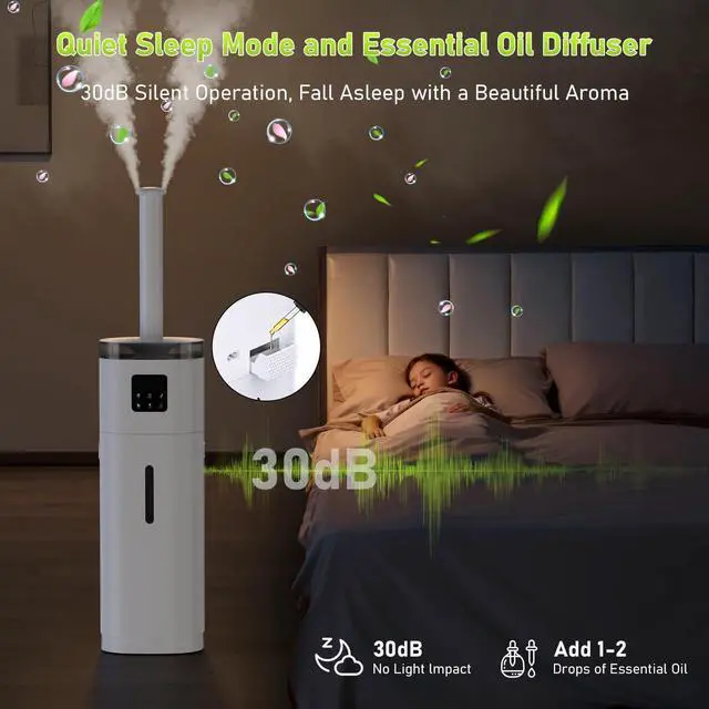 Alt view image 4 of 7 - Humidifier Large Room, 4.8Gal/18L Cool Mist Humidifiers for Whole House 2200 sqft, Quiet Humidifiers for Bedroom with Extension Tube, 800ml/h Mist Output, Remote Control, for Home Office Commercial
