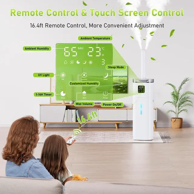 Alt view image 7 of 7 - Humidifier Large Room, 4.8Gal/18L Cool Mist Humidifiers for Whole House 2200 sqft, Quiet Humidifiers for Bedroom with Extension Tube, 800ml/h Mist Output, Remote Control, for Home Office Commercial