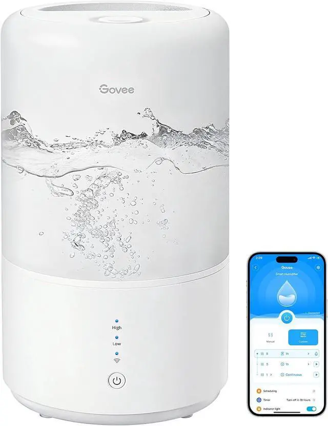 Main image of Smart Humidifiers for Bedroom, Top Fill 3L Cool Mist Humidifier, 24 dB Super Quiet, Auto Mode, 30H Runtime, 360°Nozzle with Adjustable Mist Air Humidifier for Large Room, Baby Nursery and Plants