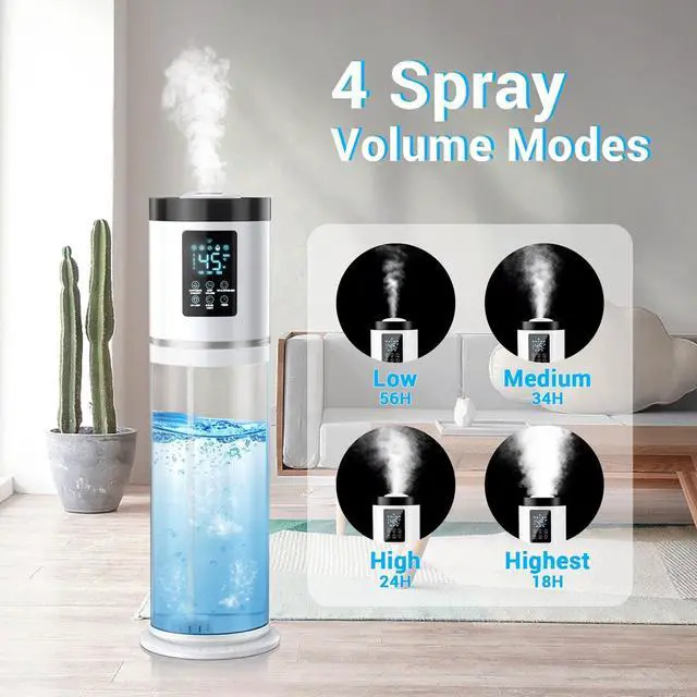 Alt view image 2 of 7 - Humidifiers for Bedroom Large Room with Clear Tank, 7-Color Ambient Light,8L 2.1Gal 36dB Ultrasonic Cool Mist Humidifiers with Humidistat, Essential Oil Tray for Home Bedroom Office