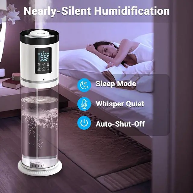 Alt view image 4 of 7 - Humidifiers for Bedroom Large Room with Clear Tank, 7-Color Ambient Light,8L 2.1Gal 36dB Ultrasonic Cool Mist Humidifiers with Humidistat, Essential Oil Tray for Home Bedroom Office