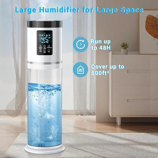 Alt view image 5 of 7 - Humidifiers for Bedroom Large Room with Clear Tank, 7-Color Ambient Light,8L 2.1Gal 36dB Ultrasonic Cool Mist Humidifiers with Humidistat, Essential Oil Tray for Home Bedroom Office