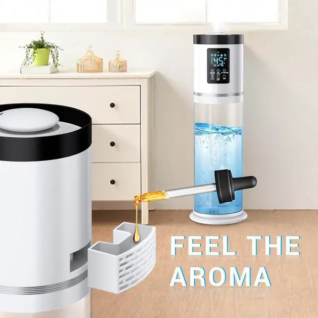 Alt view image 6 of 7 - Humidifiers for Bedroom Large Room with Clear Tank, 7-Color Ambient Light,8L 2.1Gal 36dB Ultrasonic Cool Mist Humidifiers with Humidistat, Essential Oil Tray for Home Bedroom Office