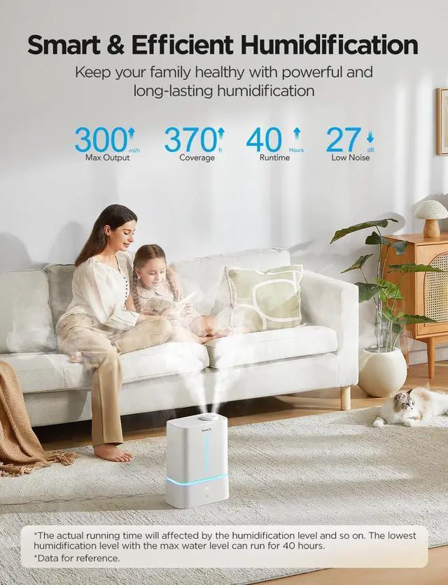 Alt view image 2 of 7 - Smart Humidifier for Bedroom Large Room, 4.5L Cool Mist Top-Fill Humidifiers with Scent Diffuser & Night Light, Voice & App Control, Dual 360° Rotation Nozzles, Handle Design, Auto Shut Off