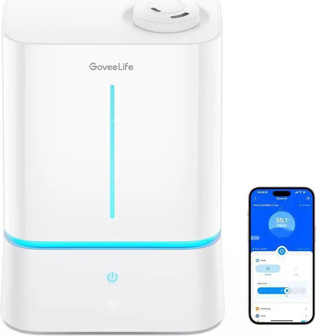 Main image of Smart Humidifier for Bedroom Large Room, 4.5L Cool Mist Top-Fill Humidifiers with Scent Diffuser & Night Light, Voice & App Control, Dual 360° Rotation Nozzles, Handle Design, Auto Shut Off