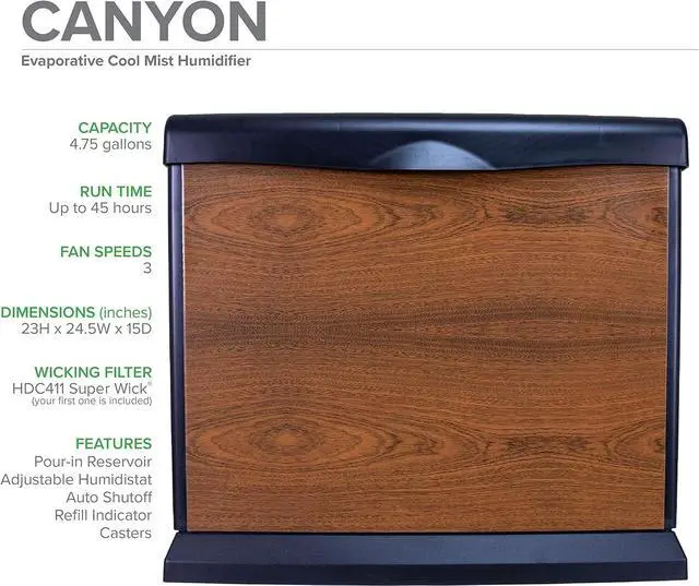 Alt view image 2 of 6 - Whole-House Console-Style Evaporative Humidifier for Coverage up to 3,700 sq. ft. (Walnut)