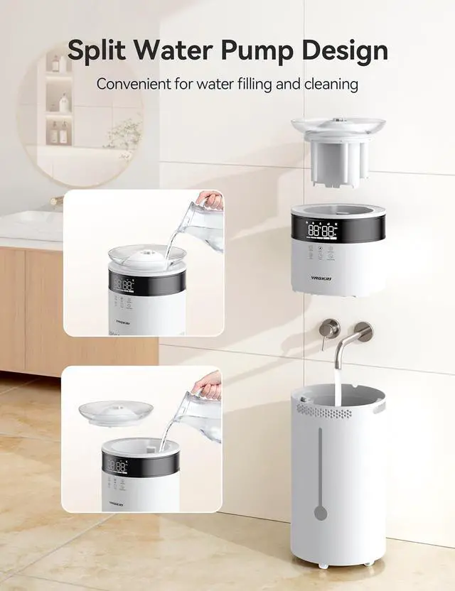 Alt view image 5 of 7 - Humidifiers for Large Room, 18L Ultrasonic Cool Mist Humidifier for Home 2000 sq ft, 5 Mist Levels, Auto Mode, Whole House Humidifiers with 2 Extended Tube Quiet Humidifiers for Baby Home Plant