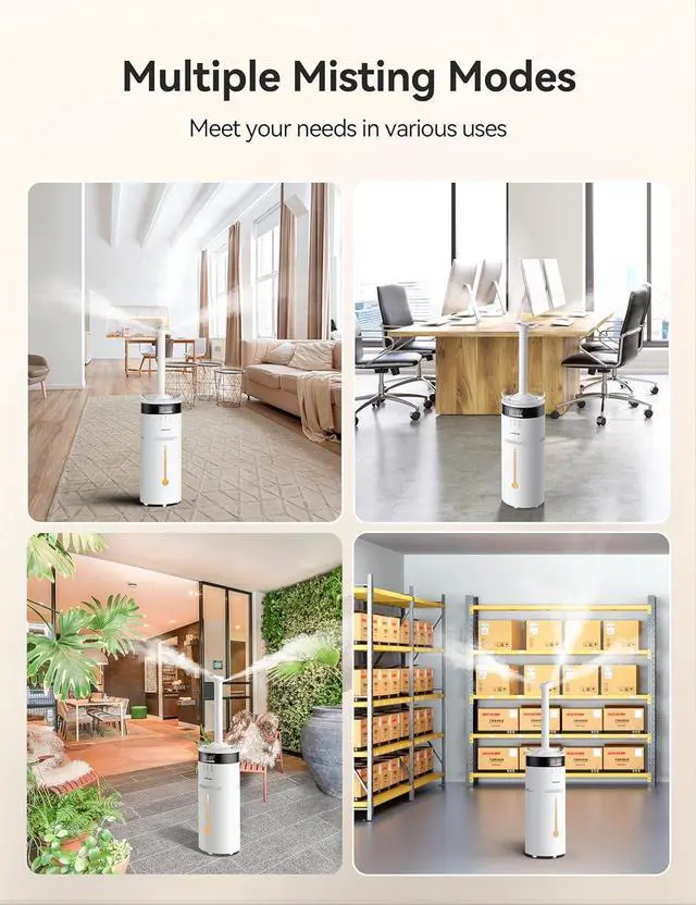 Alt view image 7 of 7 - Humidifiers for Large Room, 18L Ultrasonic Cool Mist Humidifier for Home 2000 sq ft, 5 Mist Levels, Auto Mode, Whole House Humidifiers with 2 Extended Tube Quiet Humidifiers for Baby Home Plant