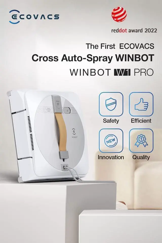 Alt view image 2 of 6 - Winbot W1 Pro Window Cleaning Robot, ligent Cleaning with Dual Cross Water Spray Technology, Win SLAM 3.0 Path Planning, 2800Pa Suction Power, Edge Detection Technology, App Control,Grey