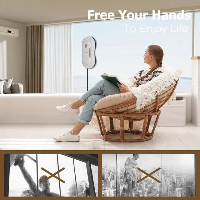 Alt view image 6 of 7 - Window Cleaner Robot with Dual Water Spray Window Cleaning Robot Window Cleaner with Automatic Water Spray Window Washer Robot Glass Cleaning Robot 3000Pa Sunction Power