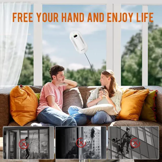 Alt view image 2 of 6 - Window Cleaning Robot,Smart Windows Robot Cleaner with Long Life BLDC Motor,Automatic Water Spray,Remote Control Window Washer Robot for Windows/Tiles/Glass Door