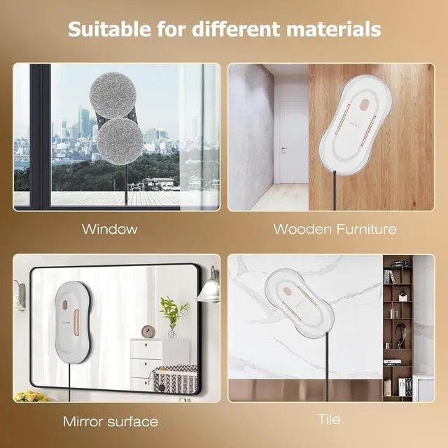 Alt view image 7 of 7 - Window Cleaner Robot with Dual Water Spray Window Cleaning Robot Window Cleaner with Automatic Water Spray Window Washer Robot Glass Cleaning Robot 3000Pa Sunction Power