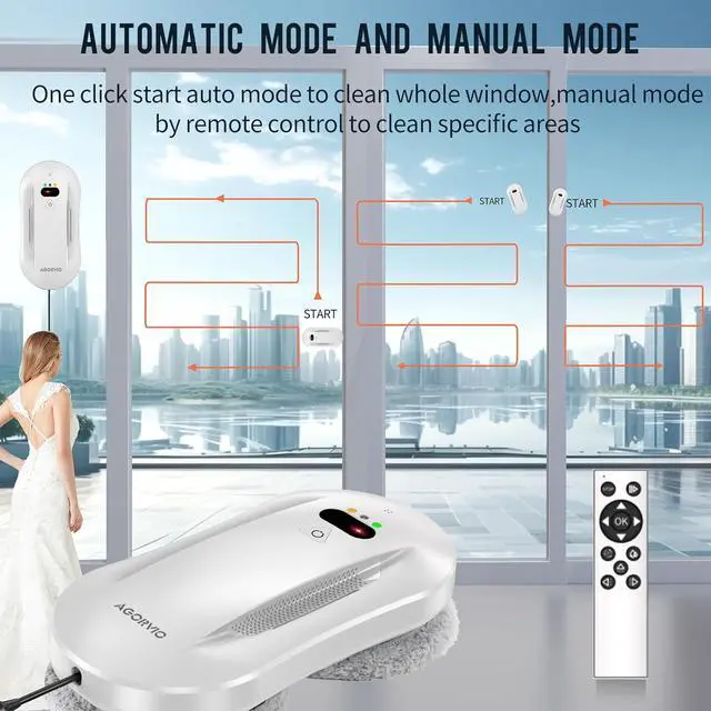 Alt view image 4 of 6 - Window Cleaning Robot,Smart Windows Robot Cleaner with Long Life BLDC Motor,Automatic Water Spray,Remote Control Window Washer Robot for Windows/Tiles/Glass Door