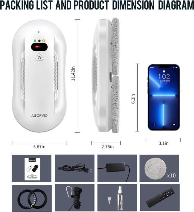 Alt view image 6 of 6 - Window Cleaning Robot,Smart Windows Robot Cleaner with Long Life BLDC Motor,Automatic Water Spray,Remote Control Window Washer Robot for Windows/Tiles/Glass Door