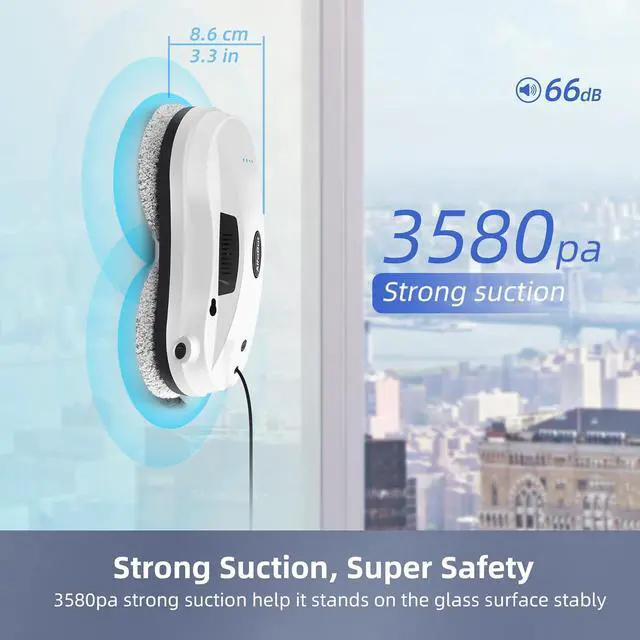 Alt view image 2 of 7 - Window Cleaning Robot with Dual Water Spray, X7 Robot Window Cleaner with Double-Side Water Spray 50ml Water Tank, Smart Window Vacuum for Interior/Exterior Highrise Windows