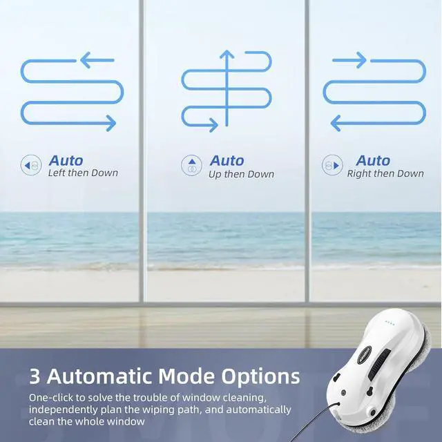 Alt view image 4 of 7 - Window Cleaning Robot with Dual Water Spray, X7 Robot Window Cleaner with Double-Side Water Spray 50ml Water Tank, Smart Window Vacuum for Interior/Exterior Highrise Windows