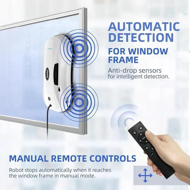 Alt view image 5 of 7 - Window Cleaning Robot with Dual Water Spray, X7 Robot Window Cleaner with Double-Side Water Spray 50ml Water Tank, Smart Window Vacuum for Interior/Exterior Highrise Windows