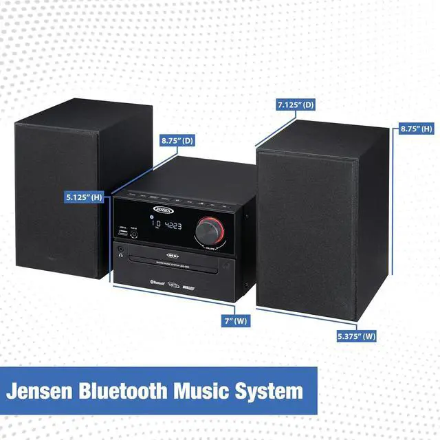 Alt view image 2 of 7 - Home Speaker JBS-500 Premium Bluetooth Wireless 30W Stereo Music System CD Player, MP3 USB, Audio in, Headphone Jack, FM Radio, (Matte Black)