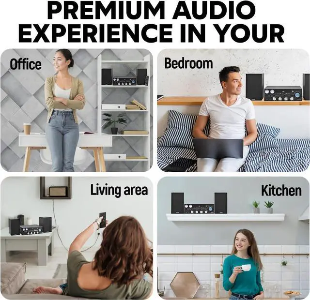 Alt view image 5 of 7 - MM451 3-Piece Tray Loading CD Shelf System with Digital PLL FM Stereo Radio, Bluetooth Wireless Technology, and Remote Control in Black | LCD Display | AUX Port Compatible |