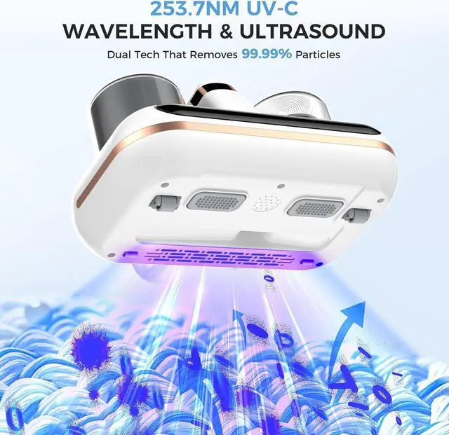 Alt view image 3 of 7 - Bed Vacuum Cleaner - 5-in-1 Cordless Mattress Vacuum Cleaner, Powered by UV-C Light & Ultrasonic Technology, 16Kpa Strong Suction,Low Noise,Suitable for Dust, Pet Hair, Etc.