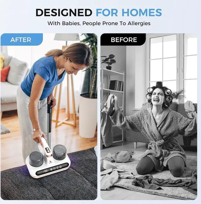 Alt view image 6 of 7 - Bed Vacuum Cleaner - 5-in-1 Cordless Mattress Vacuum Cleaner, Powered by UV-C Light & Ultrasonic Technology, 16Kpa Strong Suction,Low Noise,Suitable for Dust, Pet Hair, Etc.