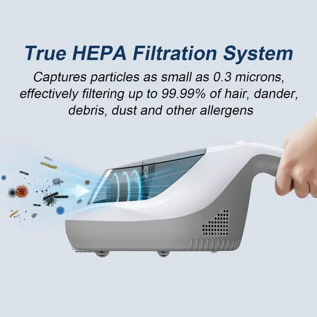 Alt view image 5 of 7 - Mattress Vacuum Cleaner, Anti-allergen Bed Vacuum Cleaner with UV-C Light & Large Pulsating Pad, Powerful Suction & True Hepa Filter for Dust, Pet Hair, UV Bed Vacuum Corded, AP002