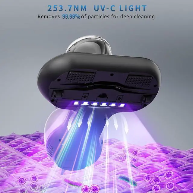 Alt view image 4 of 7 - Mattress Vacuum Cleaner, Handheld UV Bed Vacuum Cleaner 16KPa & 12800 Vibrations Per/Min Upgraded Effectively Clean Up Bed, Pillows, Cloth Sofas, Carpets and Ther Fabric Surfaces