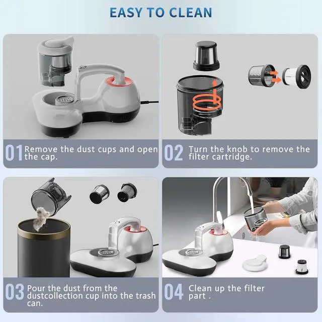 Alt view image 6 of 7 - Mattress Vacuum Cleaner, Handheld UV Bed Vacuum Cleaner 16KPa & 12800 Vibrations Per/Min Upgraded Effectively Clean Up Bed, Pillows, Cloth Sofas, Carpets and Ther Fabric Surfaces