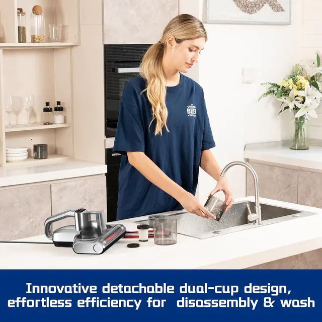 Alt view image 5 of 7 - Bed Vacuum Cleaner 5 in 1 Mattress Vacuum with 16Kpa Suction 253.7nm UV-C Light, HEPA Filtration, Ultrasound , 140 Hot Air, 30000Rpm/Min Brushroll Rotation, Replacement Filter Included, 500W, Corded