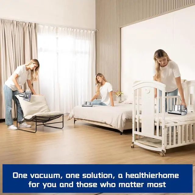 Alt view image 7 of 7 - Bed Vacuum Cleaner 5 in 1 Mattress Vacuum with 16Kpa Suction 253.7nm UV-C Light, HEPA Filtration, Ultrasound , 140 Hot Air, 30000Rpm/Min Brushroll Rotation, Replacement Filter Included, 500W, Corded