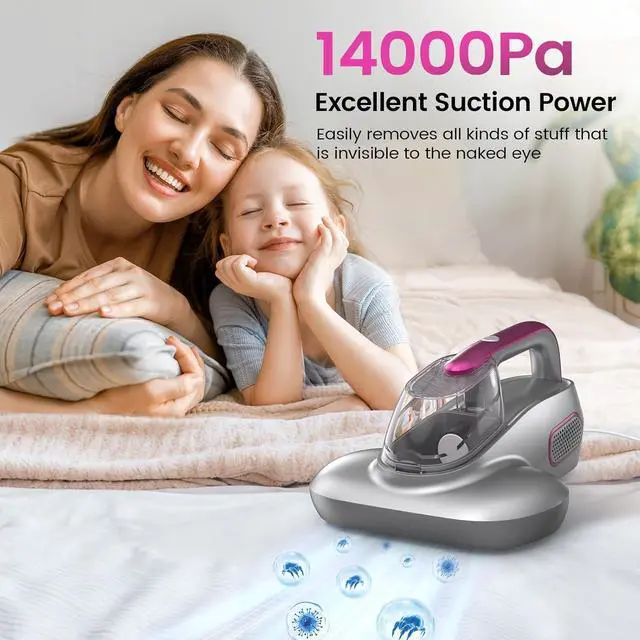 Alt view image 2 of 7 - Mattress Vacuum, Bed Vacuum with HEPA Filtration, 14Kpa Powerful Suction,73600Cycle/Min High Frequency Vibration, 500W Immense Motor, Mattress Vacuum Cleaner with Hot Air Blower (Silver Grey)