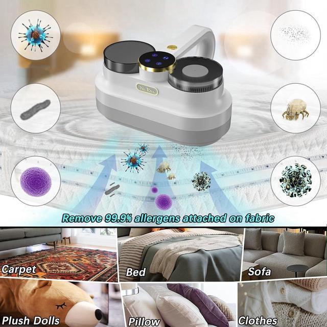 Alt view image 7 of 7 - Mattress Vacuum Cleaner Bed Vacuum with 253.7nm UV-C Light, 14Kpa Suciton & Ultrasonic & Two Tapping Pads, Powerful Anti-Allergen Vacuum Cleaner for Deep Cleaning, Corded, NR004