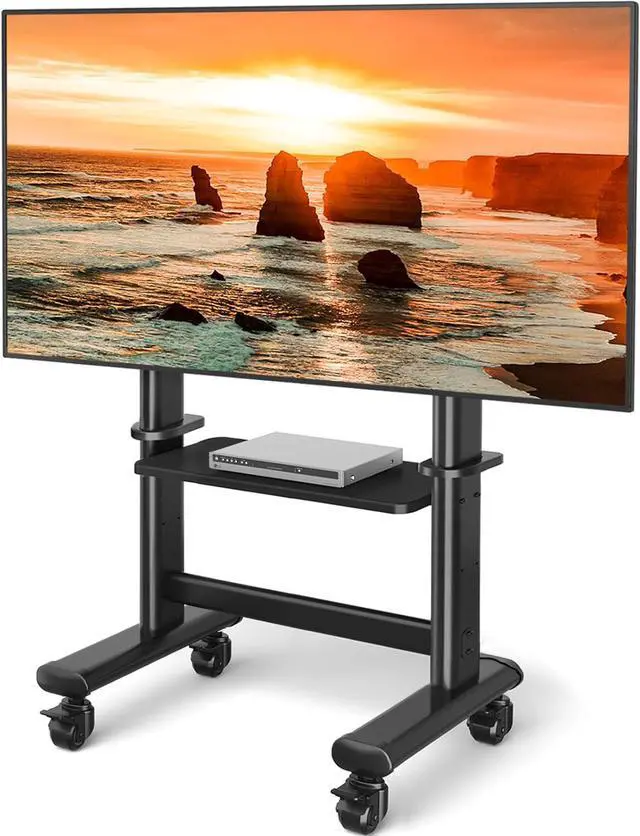 Main image of Mobile TV Cart Rolling TV Stand with Wheels for 55-100 Inch LCD LED Flat Curved Screens up to 250 lbs, Max VESA800x600 mm Heavy Duty Portable Floor TV Stand Large Base Trolley Height Adjustable