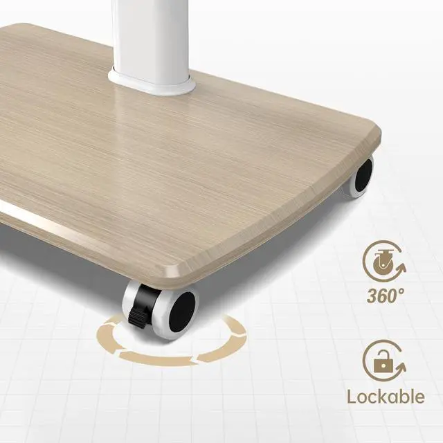 Alt view image 5 of 7 - Rolling TV Stand for 32 to 65 70 Inch TVs, Portable Mobile TV Cart on Wheels, Tall Universal Floor Stands with Swivel Mount, Fit Corner, Bedroom, Outdoor, Small Dorm (White)