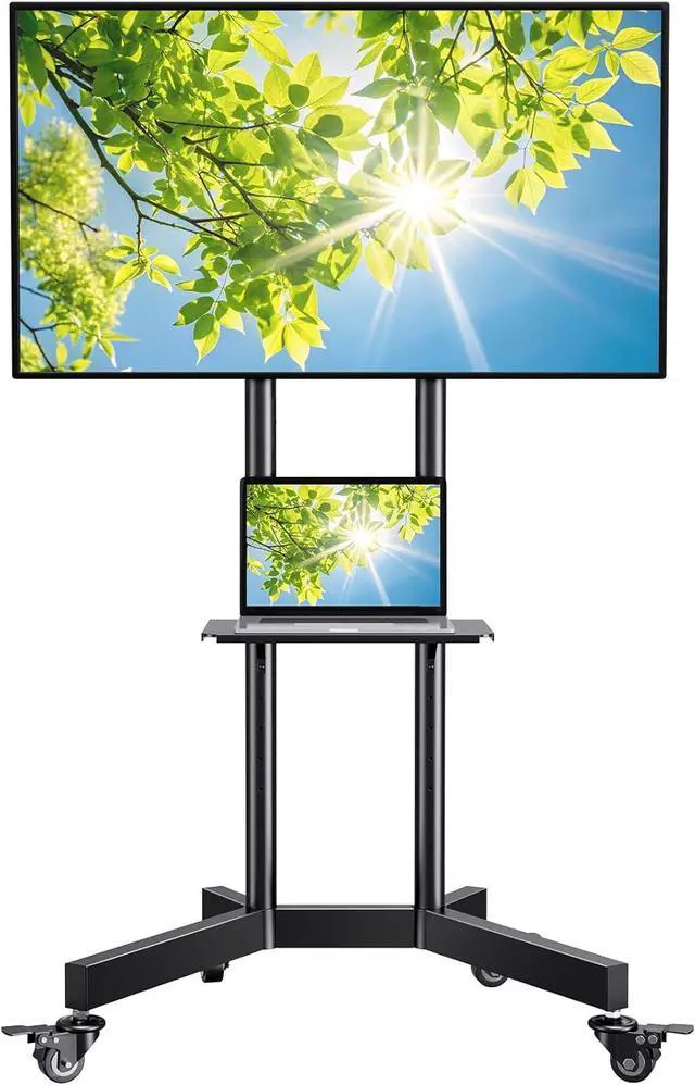 Main image of Rolling TV Stand for 32-85 Inch TVs Holds up to 132 Lbs, Height Adjustable Mobile TV Cart with Wheels, Mobile TV Stand with Tray, Portable TV Stand for 4K TVs Max VESA 600x400mm PSTVMC01