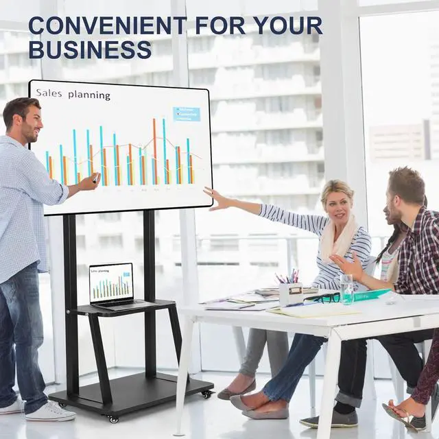 Alt view image 6 of 6 - Rolling TV Stand with Wheels for 32-75 Inch Heavy-Duty Mobile TV Cart LCD LED OLED Flat Panel Screens Smartboard Holds up to 100lbs Portable TV Stand on Wheels with Shelf Height Ajustable