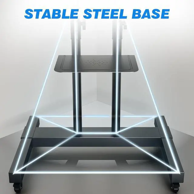 Alt view image 7 of 7 - Mobile TV Cart Rolling TV Stand for 40-83 Inch Screen Flat/Curved TVs up to 110lbs, Tilt and Height Adjustment Portable TV Stand on Wheels with Laptop Shelf, Outdoor TV Stand MAX VESA 600x400mm