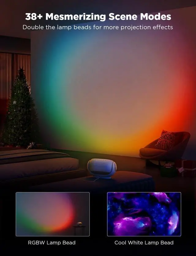 Alt view image 3 of 7 - Star Projector, Star Light with 8 Replaceable Discs, 38 Scene Modes, Bluetooth Speaker and 21 White Noises, Relaxing Light for Bedroom, Ceiling
