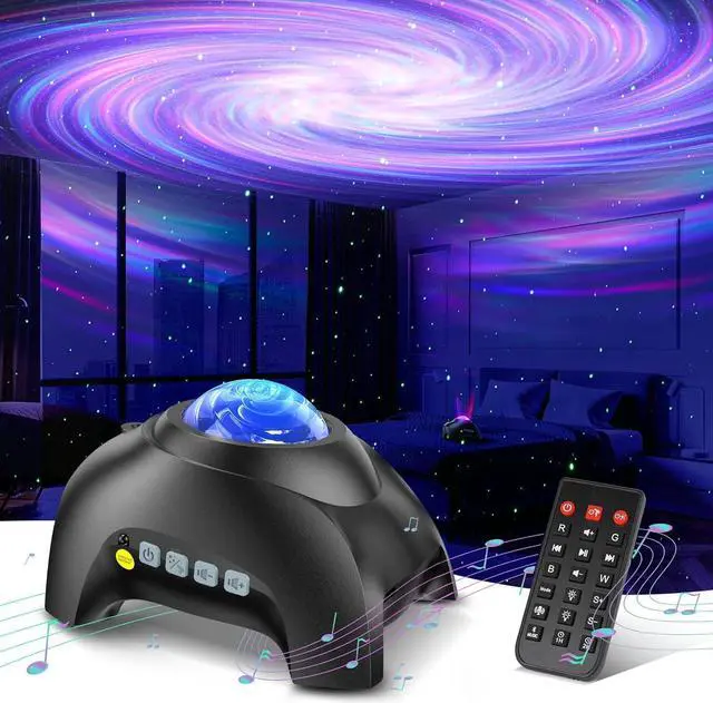 Main image of Galaxy Light Aurora Projector with 33 Light Effects, Night Lights LED Star Projector for Bedroom Nebula Lamp, Remote Control, White Noises, Bluetooth Speaker for Parties (Jet Black)