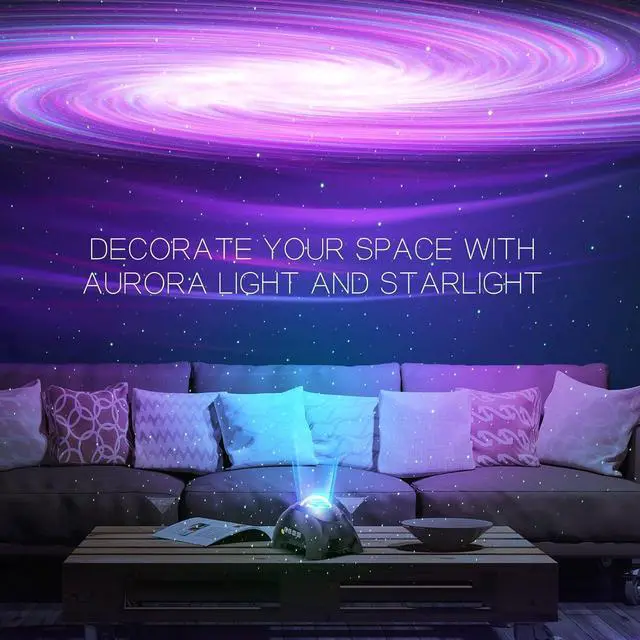 Alt view image 7 of 7 - Galaxy Light Aurora Projector with 33 Light Effects, Night Lights LED Star Projector for Bedroom Nebula Lamp, Remote Control, White Noises, Bluetooth Speaker for Parties (Jet Black)
