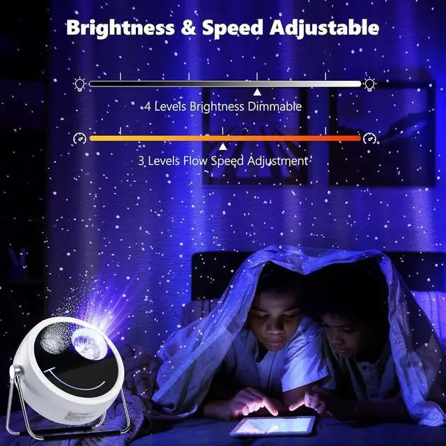 Alt view image 2 of 6 - Star Projector Galaxy Light, USB C White Starry Projector Works with PD Power Supply, Bluetooth Speaker and White Noise Aurora Projector Light, LED Galaxy Projector for Bedroom Home Party