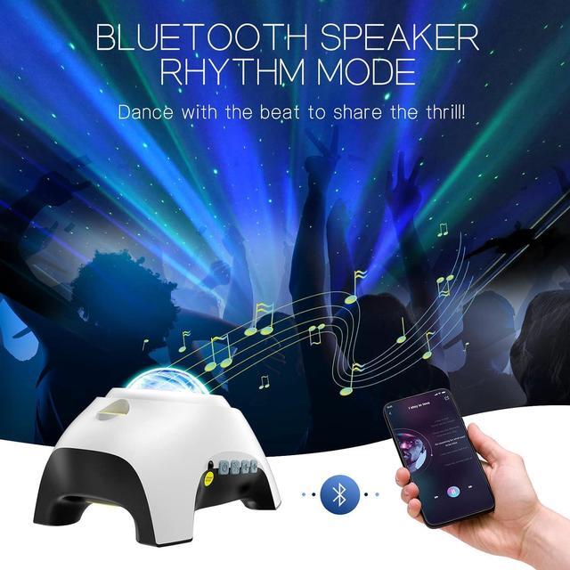 Alt view image 4 of 7 - Galaxy Light Aurora Projector with 33 Light Effects, Night Lights LED Star Projector for Bedroom Nebula Lamp, Remote Control, White Noises, Bluetooth Speaker for Parties(White)