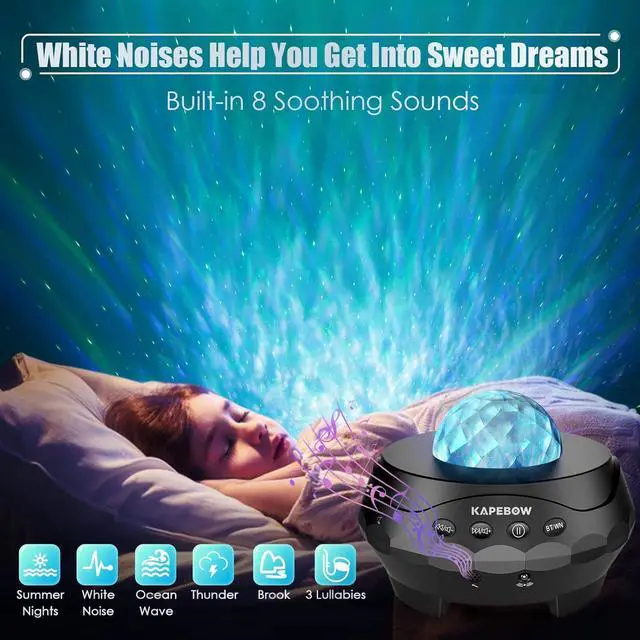Alt view image 3 of 7 - Galaxy Star Projector Light with White Noise Bluetooth Speaker for Bedroom Living Room Ceiling Decor, Remote Control, Work with Alexa&Smart App, 10 Colors LED Night Lights for Kids/Adult Gift