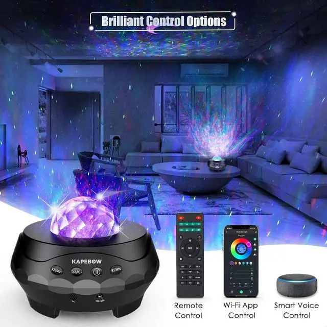 Alt view image 5 of 7 - Galaxy Star Projector Light with White Noise Bluetooth Speaker for Bedroom Living Room Ceiling Decor, Remote Control, Work with Alexa&Smart App, 10 Colors LED Night Lights for Kids/Adult Gift
