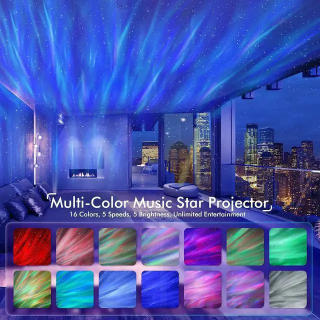 Alt view image 2 of 7 - Galaxy Projector, Star Projector LED Lights for Bedroom, White Noise Aurora Projector, Night Light for Kids Room, Adults Home Theater, Ceiling, Room Decor, Gift for Christmas, Birthday