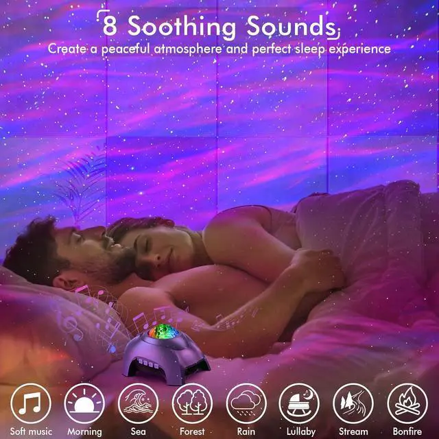 Alt view image 4 of 7 - Galaxy Projector, Star Projector LED Lights for Bedroom, White Noise Aurora Projector, Night Light for Kids Room, Adults Home Theater, Ceiling, Room Decor, Gift for Christmas, Birthday